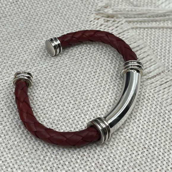 Vintage Joseph Esposito Sterling Silver & Red Leather Cuff - Picture 16 of 17